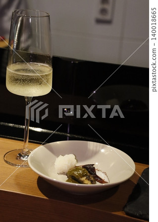 Gourmet Dish with Sparkling Wine 140018665