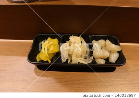 Pickled Foods and Garlic in Black Tray 140018697