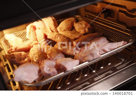 Raw Chicken in Oven for Baking Raw Chicken in Oven for Baking 140018701