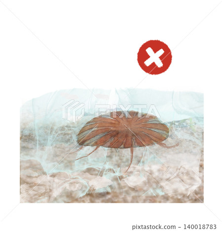 Illustration of a red jellyfish warning with a red danger mark on a shallow beach. Illustration of a red jellyfish warning with a red danger mark on a shallow beach. 140018783