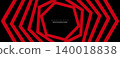 Black abstract background with red geometric lines. Modern creative design. Minimalist style. Suit for header, cover, wallpaper, website, banner, advertising, presentation 140018838