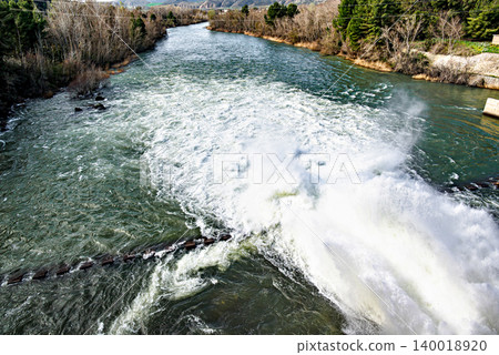 Controlled release of water from the Sant Llorenc de Montgai reservoir, Noguera region, Lleida, Catalonia Controlled release of water from the Sant Llorenc de Montgai reservoir, Noguera region, Lleida, Catalonia 140018920