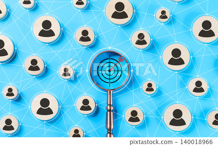 CRM, Customer Relationship Management. customer targeting network concept. Global business technology. Focusing on target connected network of customer icons, audience segmentation, marketing strategy 140018966