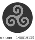 Celtic triskelion spiraling inside a circle 140019135