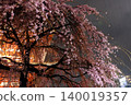 Senso-ji Temple in the rain and cherry blossoms at night 140019357