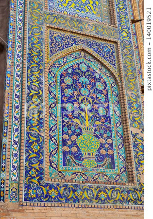 Blue tile decoration of Abdulaziz Khan Madrasa Blue tile decoration of Abdulaziz Khan Madrasa 140019521