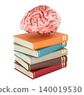 Human brain on stack of books, knowledge concept. 3D rendering 140019530