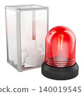 Ballot box with red alarm light, election warning voting security and political risk concept, 3d rendering 140019545