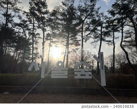 Seoul Forest Signage at Sunset 140019838
