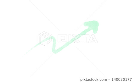 Hand-drawn upward arrow illustration, mint green watercolor arrow material. Hand-drawn upward arrow illustration, mint green watercolor arrow material. 140020177