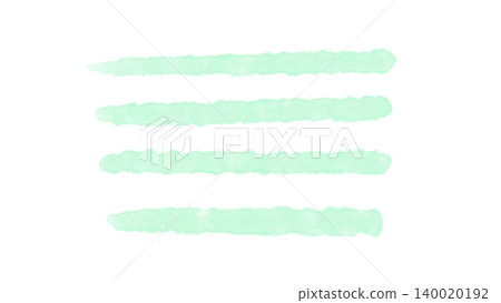 Hand-drawn illustration with four ruled lines; mint green watercolor horizontal line material. 140020192