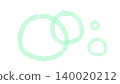 Circle and bubble illustration, hand-drawn watercolor material in mint green. 140020212