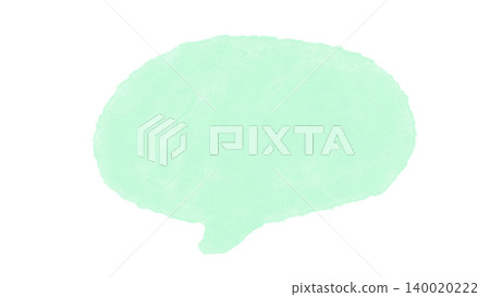 Oval speech bubble illustration, hand-drawn watercolor material in mint green. Oval speech bubble illustration, hand-drawn watercolor material in mint green. 140020222