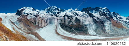 High Alps mountains with glacier panoramic view High Alps mountains with glacier panoramic view 140020282