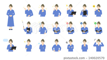 A set of illustrations depicting businesswomen with various expressions. A set of illustrations depicting businesswomen with various expressions. 140020570
