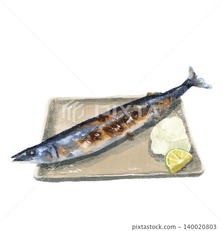 Illustration of saury drawn in watercolor Illustration of saury drawn in watercolor 140020803