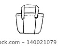 A monochrome line drawing illustration of a hand-drawn tote bag, a simple and natural fashion item with a雑貨 (zakka - general goods) feel. 140021079