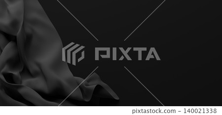 Luxury dark grey fabric on black background with copy space 3D render Luxury dark grey fabric on black background with copy space 3D render 140021338