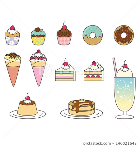 Illustration set of cute sweets Illustration set of cute sweets 140021642