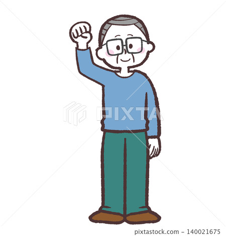Illustration of a motivated senior man Illustration of a motivated senior man 140021675
