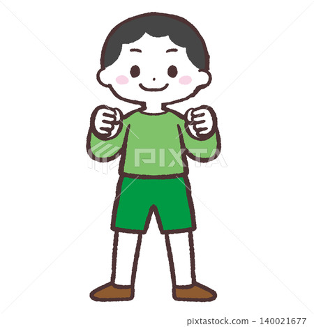 一個積極向上的男孩的插圖 一個積極向上的男孩的插圖 140021677