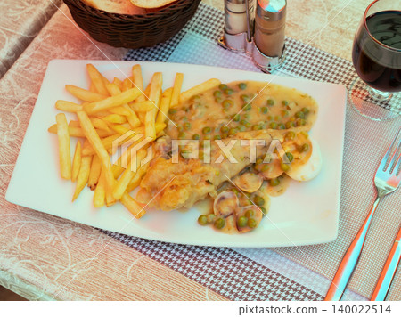 monkfish tail with green pea monkfish tail with green pea 140022514