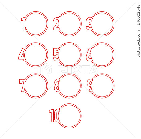 Numbered circular frame stamps (1-10) vector illustration Numbered circular frame stamps (1-10) vector illustration 140022946