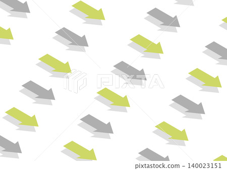 [Transparent Background] Isometric design with regularly spaced downward-sloping arrows (gray and green) 140023151