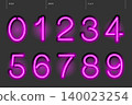 一組從0到9_050的霓虹數字 140023254