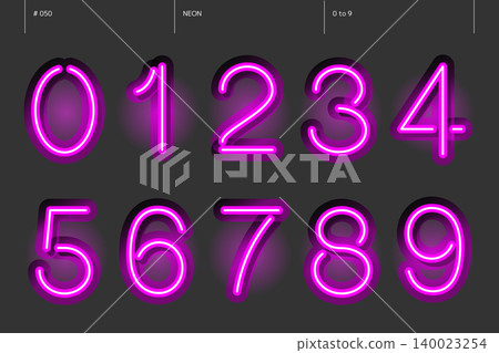 一組從0到9_050的霓虹數字 一組從0到9_050的霓虹數字 140023254