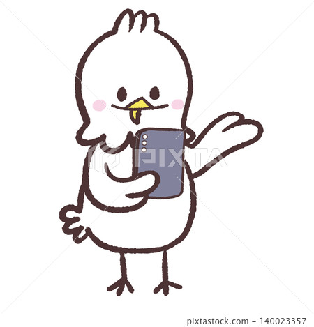 一幅白鳥手持平板電腦說話的插圖。 一幅白鳥手持平板電腦說話的插圖。 140023357
