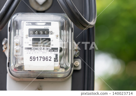 Electric measuring power meter for energy cost at home and office. Electric measuring power meter for energy cost at home and office. 140023714