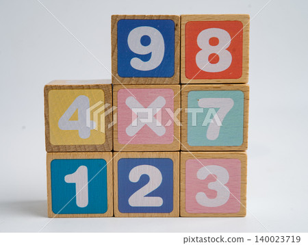 Number wood block cubes for learning Mathematic, education math. Number wood block cubes for learning Mathematic, education math. 140023719