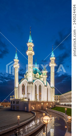 Kul Sharif mosque in Kazan Kremlin, Tatarstan, Russia. It is tourist attraction of Kazan. Kremlin. The main attraction of the city of Kazan. 140024494