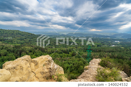 View of Kislovodsk Park and the cable car from the mountain 140024532