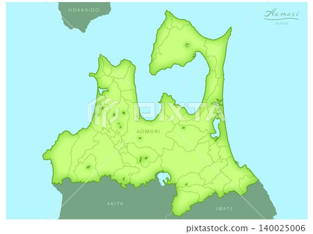 A three-dimensional map series of Japan featuring Aomori Prefecture. (Includes divisions between neighboring prefectures and municipalities, in English.) AOMORI, JAPAN A three-dimensional map series of Japan featuring Aomori Prefecture. (Includes divisions between neighboring prefectures and municipalities, in English.) AOMORI, JAPAN 140025006