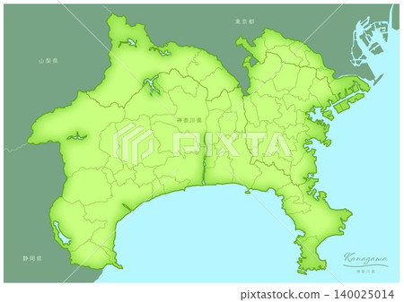 "Kanagawa Prefecture" - A series of three-dimensional maps of Japan. (Includes neighboring prefectures, cities, towns, and blank maps) KANAGAWA, JAPAN "Kanagawa Prefecture" - A series of three-dimensional maps of Japan. (Includes neighboring prefectures, cities, towns, and blank maps) KANAGAWA, JAPAN 140025014