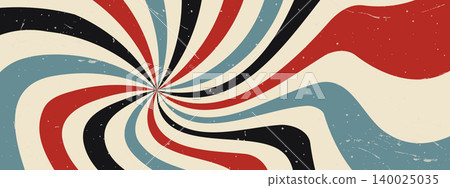 Vintage sun rays. Psychedelic spiral and burst. Groovy retro background. 70s summer Vector illustration Vintage sun rays. Psychedelic spiral and burst. Groovy retro background. 70s summer Vector illustration 140025035