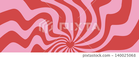 Retro stripes and spiral. Hypnosis twisted swirl. Groovy Starburst background with noise. 60s vintage design. Red and pink Vector illustration Retro stripes and spiral. Hypnosis twisted swirl. Groovy Starburst background with noise. 60s vintage design. Red and pink Vector illustration 140025068
