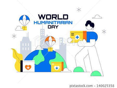 World Humanitarian Day Vector Illustration Featuring Global Aid, Charity Support, Medical Assistance, Peace, and Community Care Design World Humanitarian Day Vector Illustration Featuring Global Aid, Charity Support, Medical Assistance, Peace, and Community Care Design 140025358