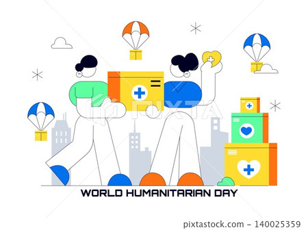 World Humanitarian Day Vector Illustration Featuring Global Aid, Charity Support, Medical Assistance, Peace, and Community Care Design World Humanitarian Day Vector Illustration Featuring Global Aid, Charity Support, Medical Assistance, Peace, and Community Care Design 140025359