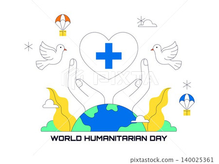 World Humanitarian Day Vector Illustration Featuring Global Aid, Charity Support, Medical Assistance, Peace, and Community Care Design World Humanitarian Day Vector Illustration Featuring Global Aid, Charity Support, Medical Assistance, Peace, and Community Care Design 140025361