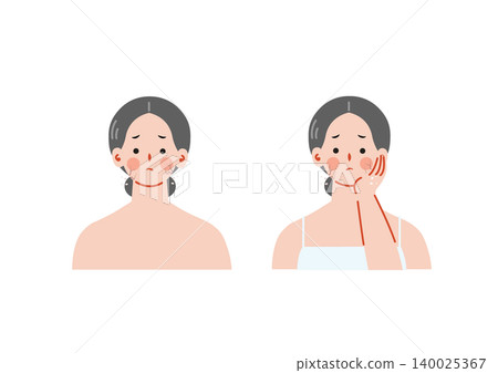 Illustration of a woman suffering from dry skin Illustration of a woman suffering from dry skin 140025367