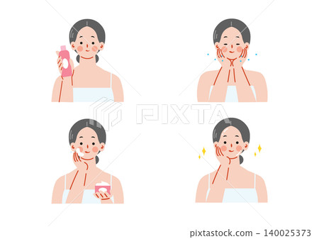 婦女做皮膚護理的插圖集 婦女做皮膚護理的插圖集 140025373