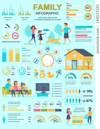 Family banner with infographic elements. Parenting poster template with flowchart, data visualization, timeline, workflow, illustration. Vector info graphics design of marketing materials concept Family banner with infographic elements. Parenting poster template with flowchart, data visualization, timeline, workflow, illustration. Vector info graphics design of marketing materials concept 140025581