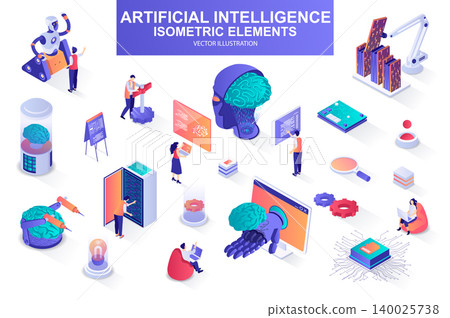 Artificial intelligence bundle of isometric elements. 140025738