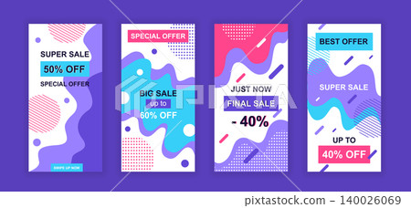 Advertising design social networks instagram stories. Set of sale web banner, poster, cover for online shopping, marketing, promo, discount products. Modern insta cover template. Vector illustration. Advertising design social networks instagram stories. Set of sale web banner, poster, cover for online shopping, marketing, promo, discount products. Modern insta cover template. Vector illustration. 140026069