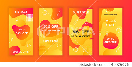Advertising design social networks instagram stories. Set of sale web banner, poster, cover for online shopping, marketing, promo, discount products. Modern insta cover template. Vector illustration. Advertising design social networks instagram stories. Set of sale web banner, poster, cover for online shopping, marketing, promo, discount products. Modern insta cover template. Vector illustration. 140026076