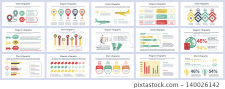 Bundle travel vacation infographics presentation slides template. Different charts, diagram, workflow, flowchart, timeline, schemes, graphs design template. Vector info graphic and infographics set. Bundle travel vacation infographics presentation slides template. Different charts, diagram, workflow, flowchart, timeline, schemes, graphs design template. Vector info graphic and infographics set. 140026142