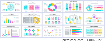 Bundle business and finance infographics presentation slides template. Different charts, diagrams, workflow, flowchart, timeline, schemes design template. Vector info graphic and infographics set. Bundle business and finance infographics presentation slides template. Different charts, diagrams, workflow, flowchart, timeline, schemes design template. Vector info graphic and infographics set. 140026155